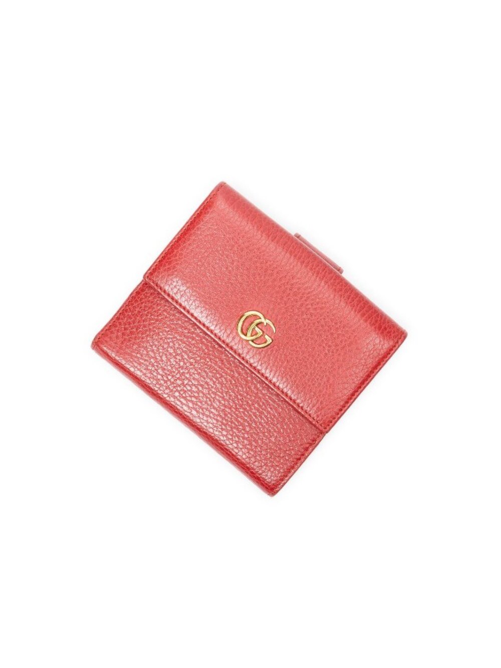 Gucci GG Marmont Compact Wallet Red Grain Calfskin Leather